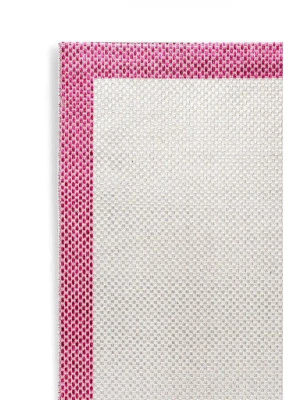 Destan Natura Sisal Bordürlü Özel Ölçü Tam Çerçeveli Jüt Sisal Modern Halı Ntr19 Fuşya-Krem