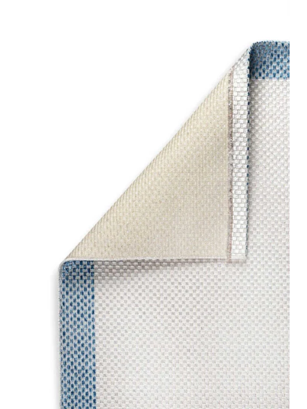 Destan Natura Sisal Bordürlü Özel Ölçü Tam Çerçeveli Jüt Sisal Modern Halı Ntr16 Mavi-Krem