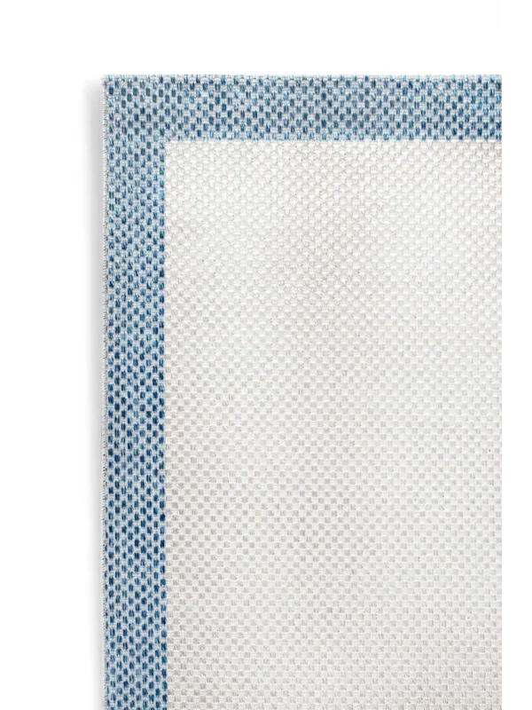 Destan Natura Sisal Bordürlü Özel Ölçü Tam Çerçeveli Jüt Sisal Modern Halı Ntr16 Mavi-Krem