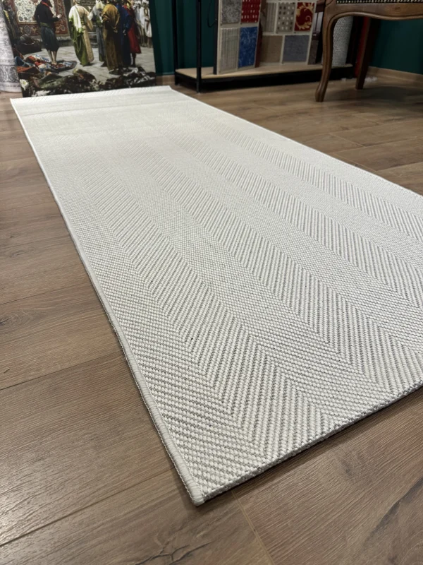 Destan Sisal Plus Özel Ölçü Jüt Sisal Modern Mutfak Salon Koridor Halısı Krem