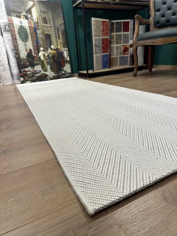 Destan Sisal Plus Özel Ölçü Jüt Sisal Modern Mutfak Salon Koridor Halısı Krem