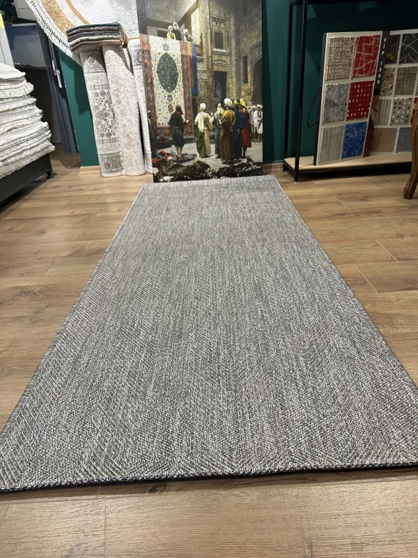 Destan Sisal Plus Özel Ölçü Jüt Sisal Modern Mutfak Salon Koridor Halısı Gri