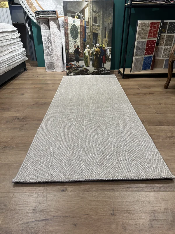 Destan Sisal Plus Özel Ölçü Jüt Sisal Modern Mutfak Salon Koridor Halısı Vizon