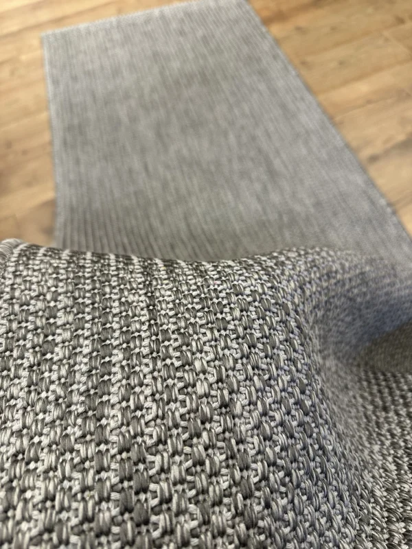 Destan Sisal Plus Özel Ölçü Jüt Sisal Modern Mutfak Salon Koridor Halısı Düz Gri