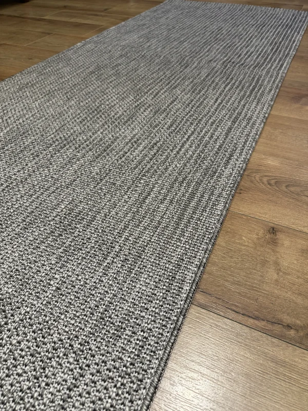 Destan Sisal Plus Özel Ölçü Jüt Sisal Modern Mutfak Salon Koridor Halısı Düz Gri