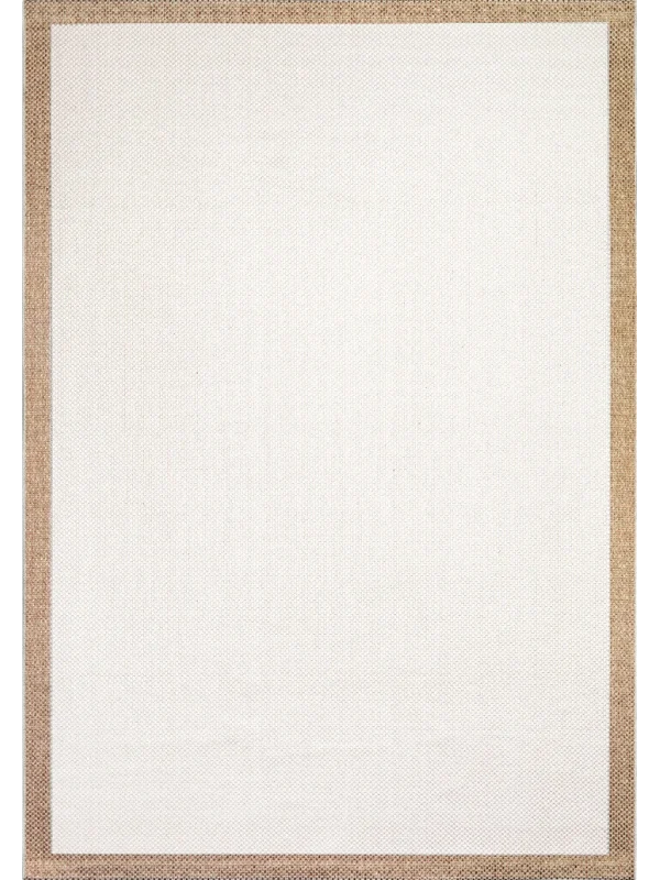 Destan Natura Sisal Bordürlü Özel Ölçü Tam Çerçeveli Jüt Sisal Modern Halı Ntr12 Bej-Krem