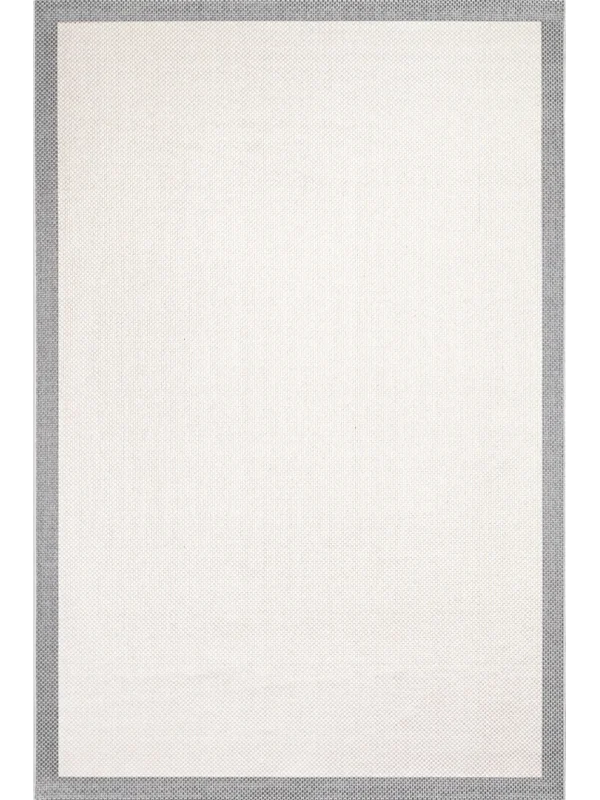 Destan Natura Sisal Bordürlü Özel Ölçü Tam Çerçeveli Jüt Sisal Modern Halı Ntr08 Gri-Krem