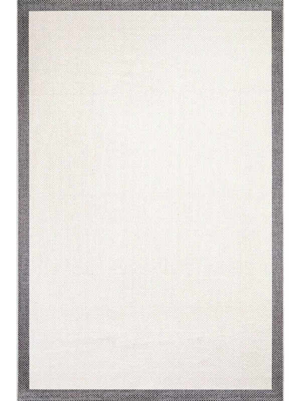 Destan Natura Sisal Bordürlü Özel Ölçü Tam Çerçeveli Jüt Sisal Modern Halı Ntr05 Antrasit-Krem