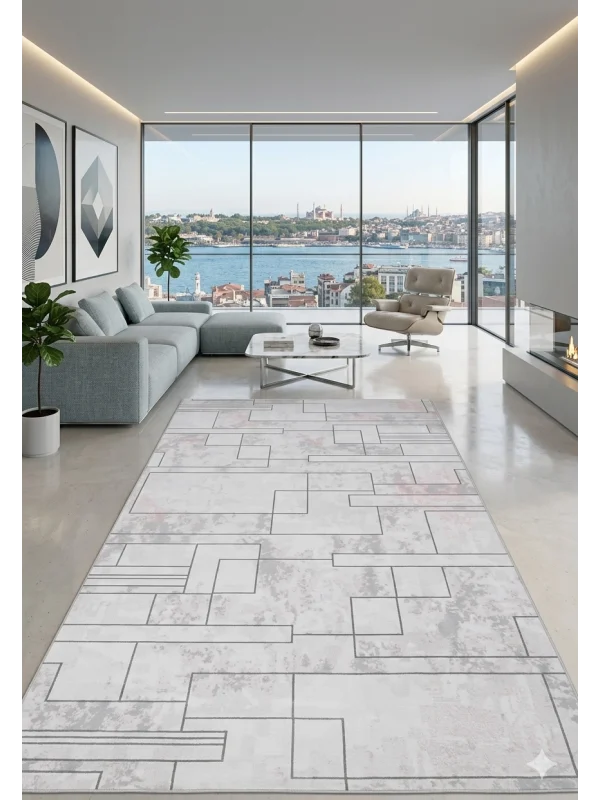 Destan Halı Quasar Yumuşak ve Parlak Tuşeli Modern Salon Halısı 5507 Gri