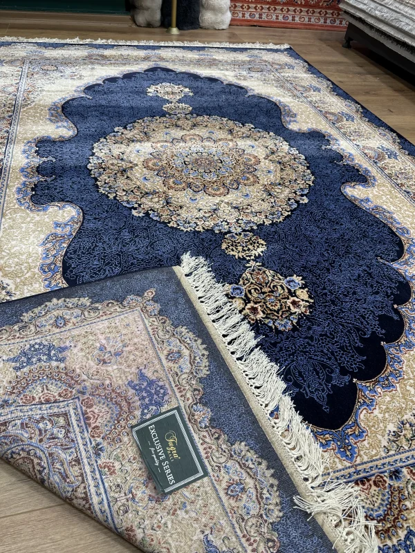 Tuğra halı Dolmabahçe Lacivert Etnik Modern Salon Halısı