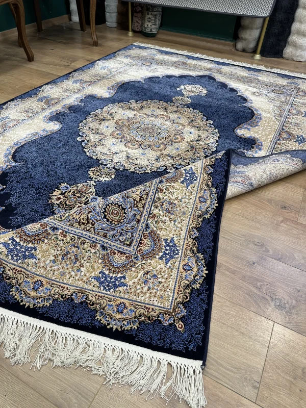 Tuğra halı Dolmabahçe Lacivert Etnik Modern Salon Halısı