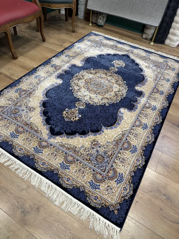 Tuğra halı Dolmabahçe Lacivert Etnik Modern Salon Halısı