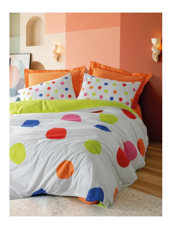 Cottonbox Modeline Ranforce Dotsy Turuncu Çift Kişilik Nevresim Takımı