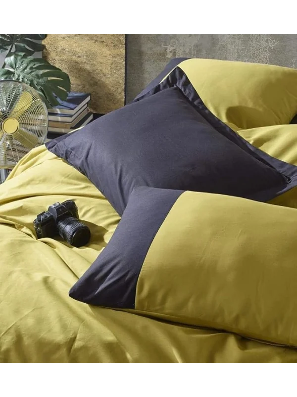 Cottonbox Plain Ranforce Hardal-Siyah Tek Kişilik Nevresim Takımı