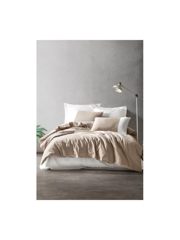 Cottonbox Plain Ranforce Vizon-krem Çift Kişilik Nevresim Takımı