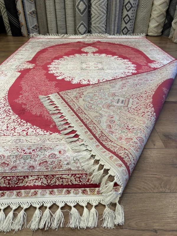 Destan Exclusive Modal İpek 120 Tarak Klasik Makine Halısı Kırmızı