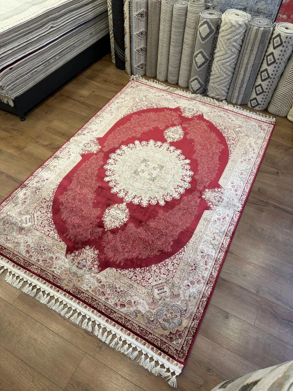 Destan Exclusive Modal İpek 120 Tarak Klasik Makine Halısı Kırmızı