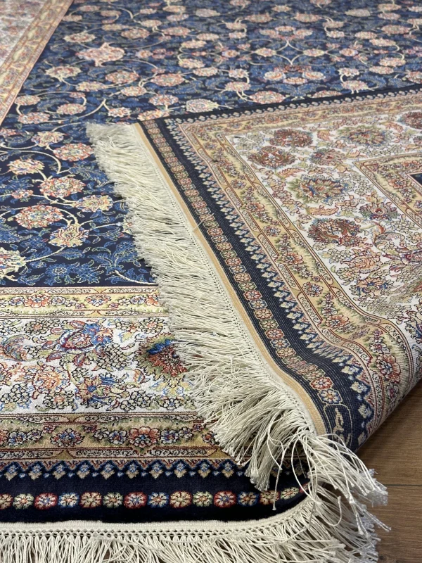 Destan Exclusive Modal İpek 120 Tarak Klasik Makine Halısı Mavi