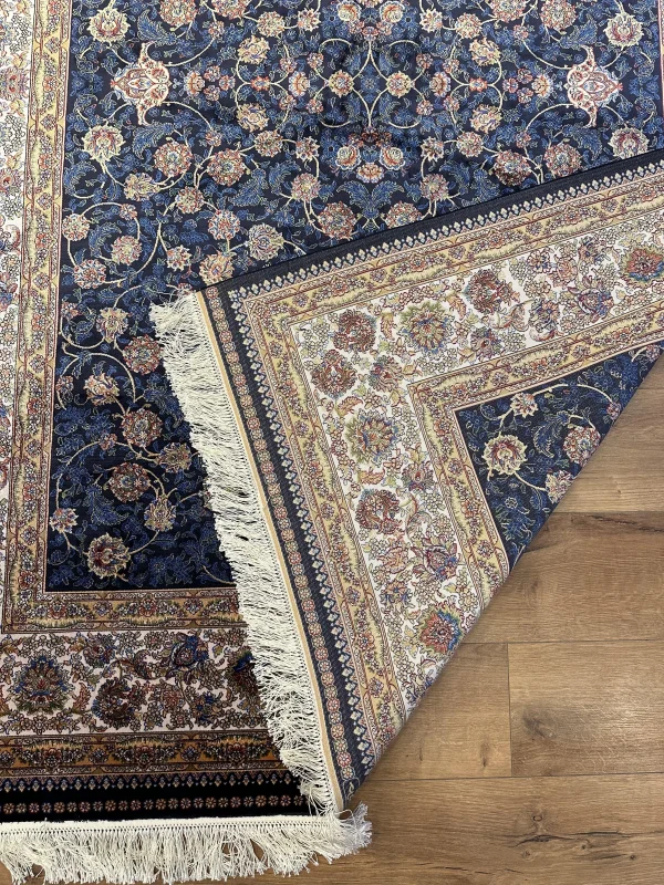 Destan Exclusive Modal İpek 120 Tarak Klasik Makine Halısı Mavi