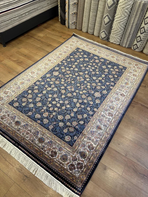 Destan Exclusive Modal İpek 120 Tarak Klasik Makine Halısı Mavi