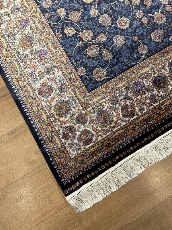 Destan Exclusive Modal İpek 120 Tarak Klasik Makine Halısı Mavi