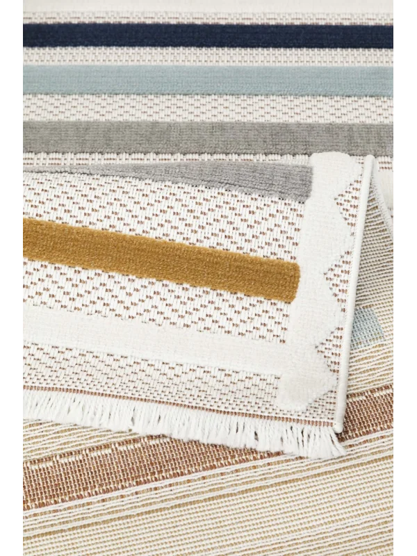 Destan Halı 1804A Renkli İskandinav Hav Toz Vermez Etnik Modern Makine Halısı