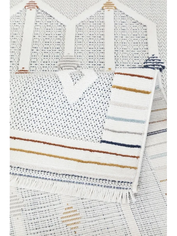 Destan Halı 1801A Renkli İskandinav Hav Toz Vermez Etnik Modern Makine Halısı