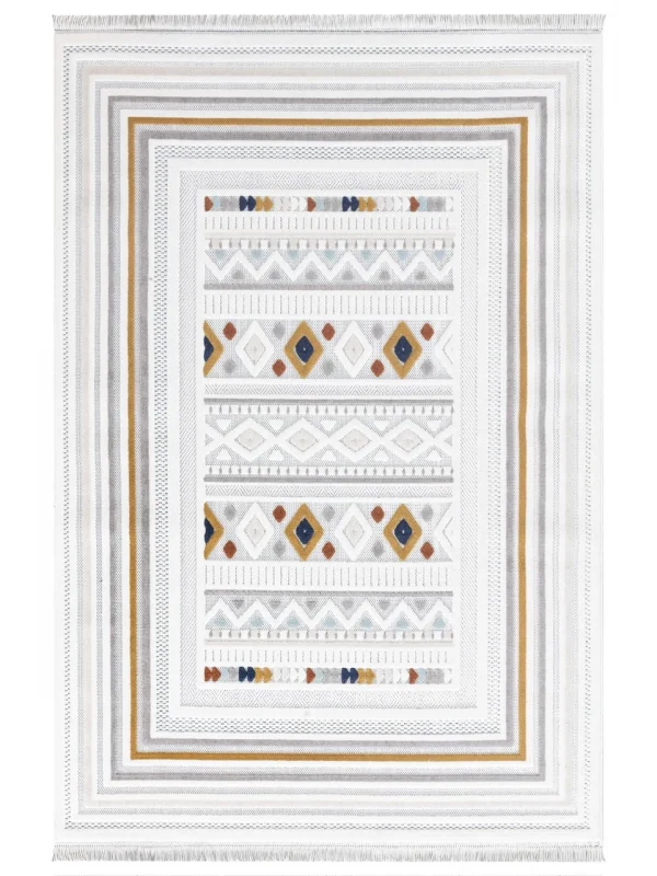 Destan Halı 1800A Renkli İskandinav Hav Toz Vermez Etnik Modern Makine Halısı