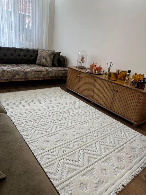 Destan Halı Almond 11406 Iskandinav Tarz Dokuma Modern Desenli Halı