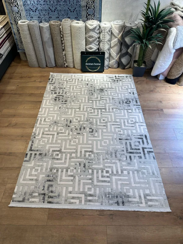 Destan Halı Balance 01 Modern Tasarımlı Uzun Ömürlü Akrilik ve Viskon Salon Halısı