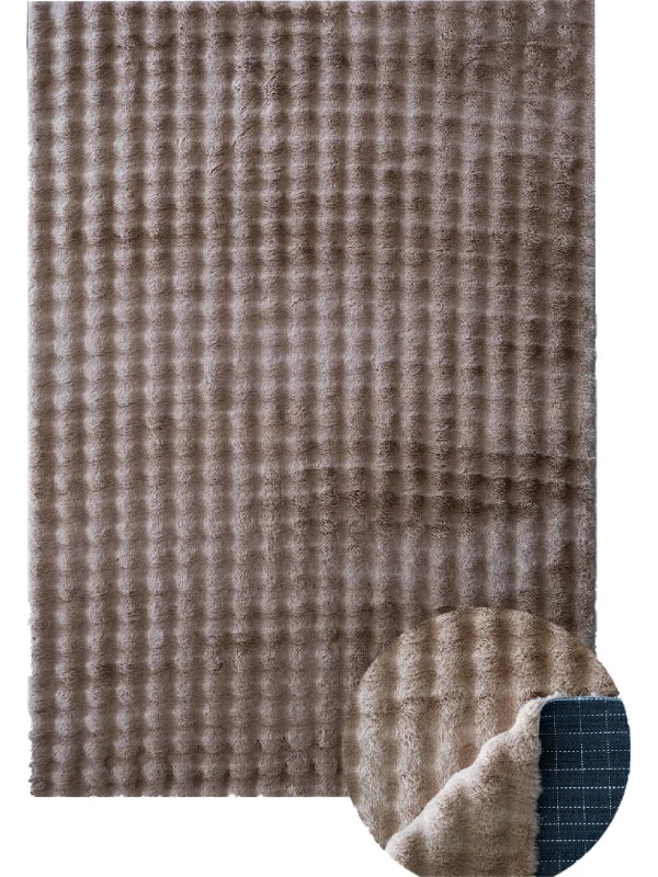 Destan Halı Bubble Peluş Özel Ölçü Antialerjik ve Yumuşak Halı Kahverengi