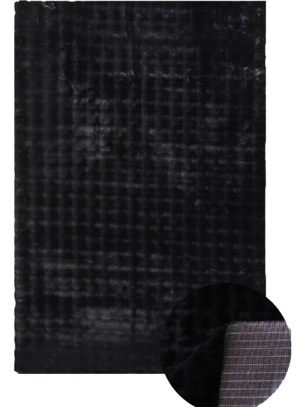 Destan Halı Bubble Peluş Özel Ölçü Antialerjik ve Yumuşak Halı Siyah