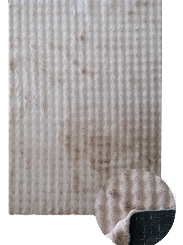 Destan Halı Bubble Peluş Özel Ölçü Antialerjik ve Yumuşak Halı Vizon