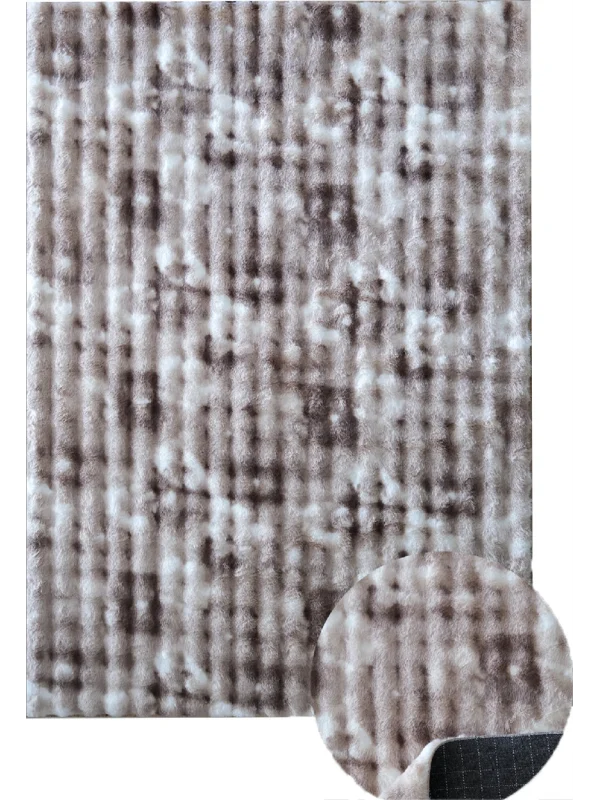 Destan Halı Çift Renk Bubble Peluş Özel Ölçü Antialerjik ve Yumuşak Halı Gri Beyaz