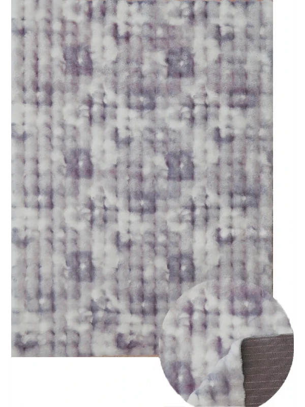 Destan Halı Çift Renk Bubble Peluş Özel Ölçü Antialerjik ve Yumuşak Halı Lacivert Beyaz