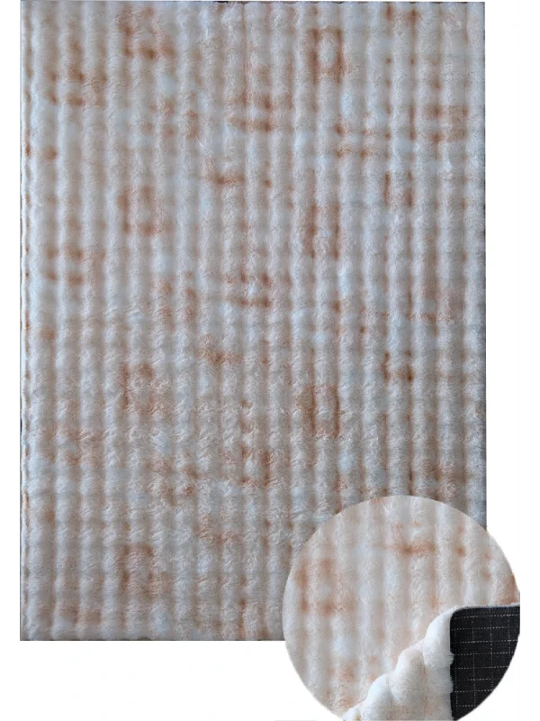 Destan Halı Çift Renk Bubble Peluş Özel Ölçü Antialerjik ve Yumuşak Halı Somon Krem