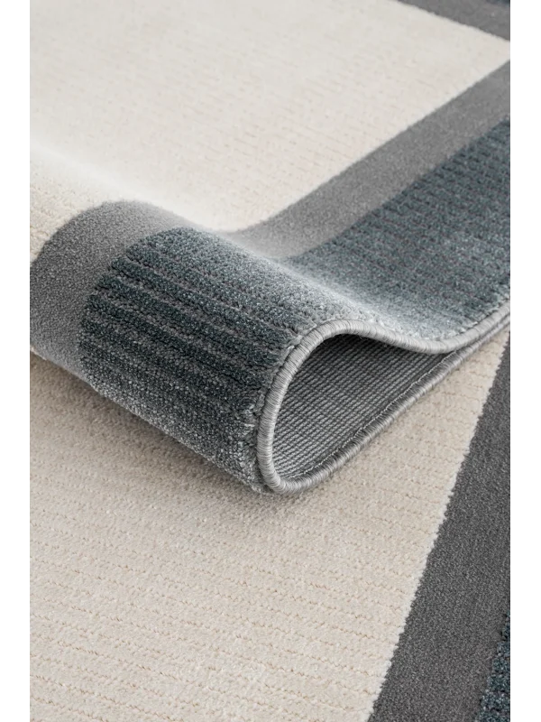 Destan Halı Dark Pulse Robot Süpürgeye Uygun Modern Desenli Kolay Temizlenebilir Salon Halısı A2323E Krem Gri