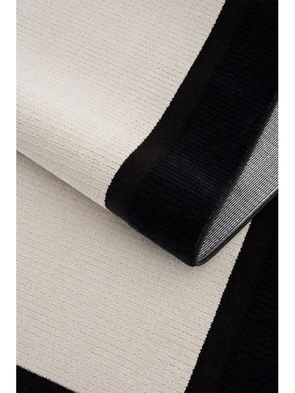 Destan Halı Dark Pulse Robot Süpürgeye Uygun Modern Desenli Kolay Temizlenebilir Salon Halısı A2323G Krem Siyah