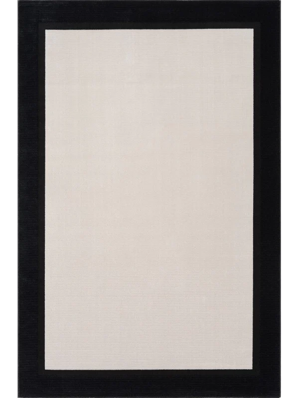 Destan Halı Dark Pulse Robot Süpürgeye Uygun Modern Desenli Kolay Temizlenebilir Salon Halısı A2323G Krem Siyah