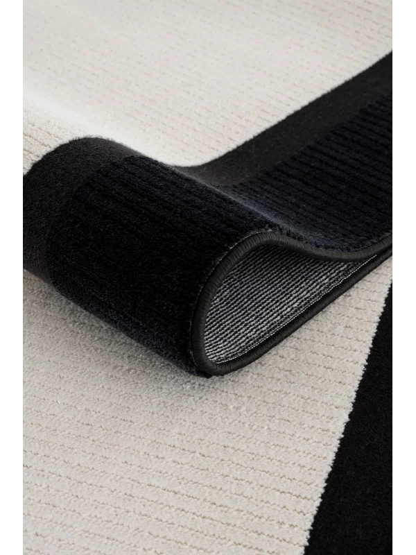 Destan Halı Dark Pulse Robot Süpürgeye Uygun Modern Desenli Kolay Temizlenebilir Salon Halısı A2323G Krem Siyah