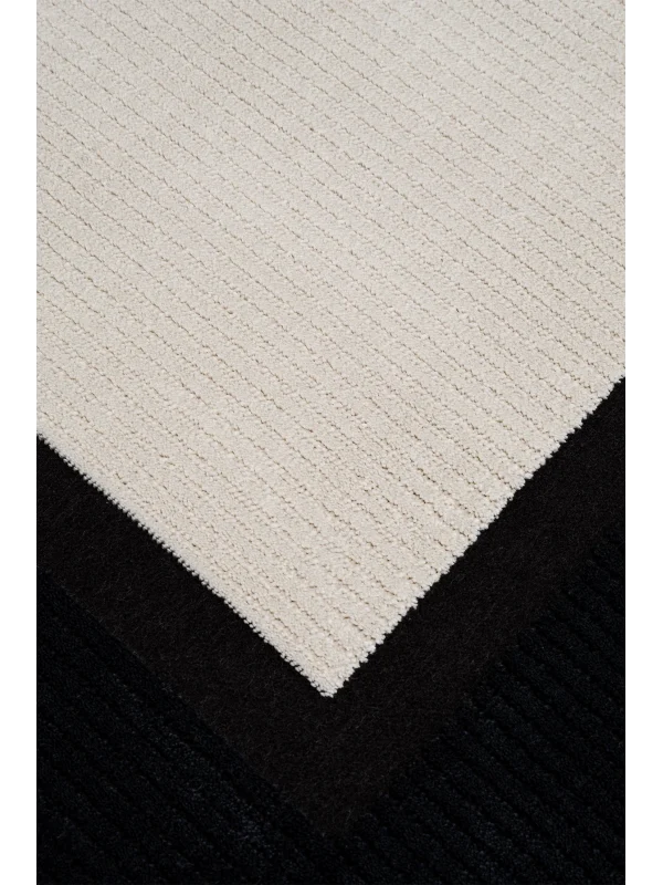 Destan Halı Dark Pulse Robot Süpürgeye Uygun Modern Desenli Kolay Temizlenebilir Salon Halısı A2323G Krem Siyah