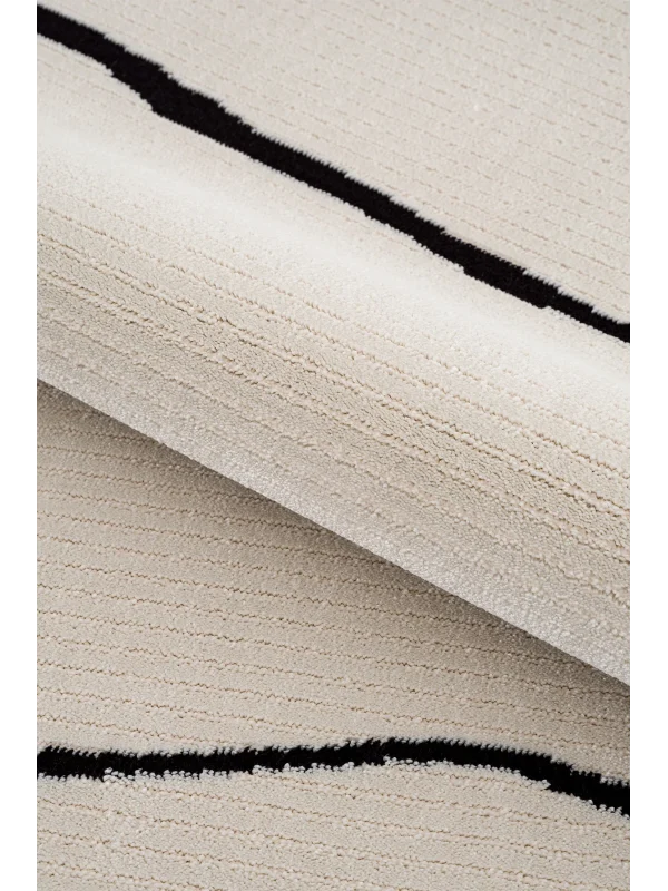 Destan Halı Dark Pulse Robot Süpürgeye Uygun Modern Desenli Kolay Temizlenebilir Salon Halısı A2374G Krem Siyah