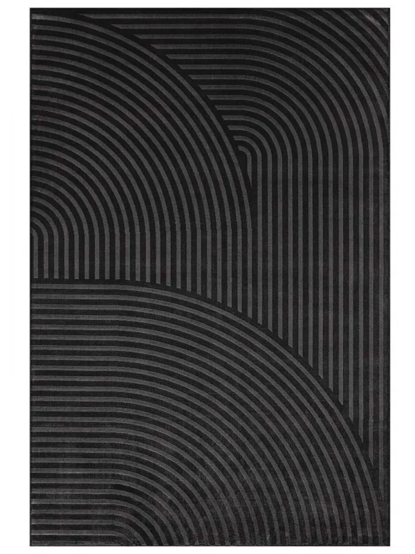 Destan Halı Dark Pulse Robot Süpürgeye Uygun Modern Desenli Kolay Temizlenebilir Salon Halısı Dark Pulse A2322F Siyah