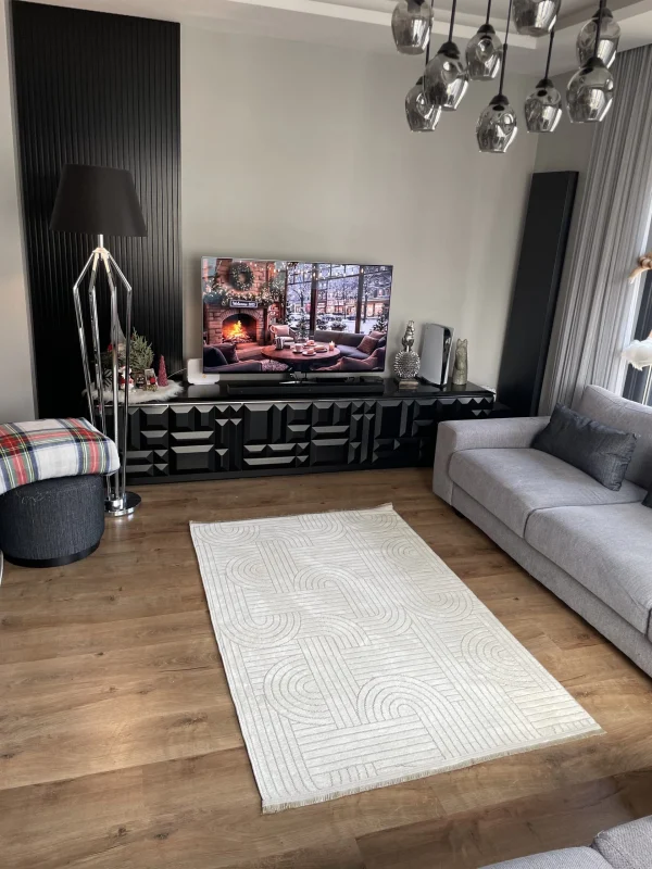 Destan Halı Dokuma Pamuk Taban Kaydırmaz Model Bodo Beyaz