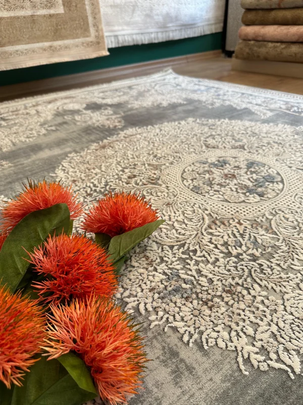 Destan Halı Eskitme Desenli Yumuşak Dokulu Viskon Salon Halısı NV01