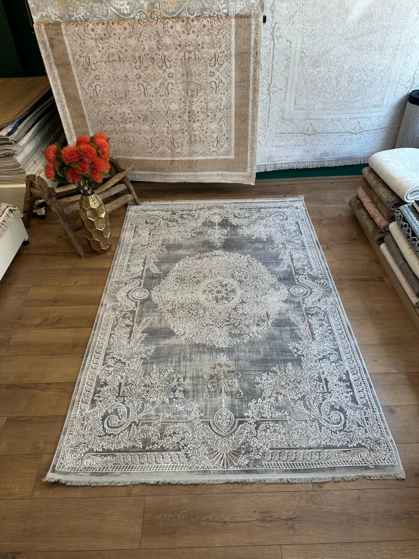 Destan Halı Eskitme Desenli Yumuşak Dokulu Viskon Salon Halısı NV01