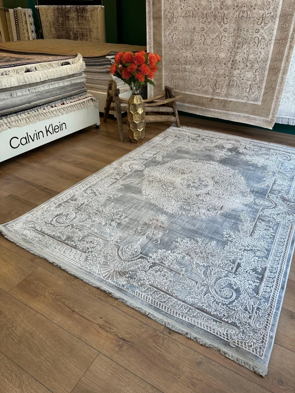 Destan Halı Eskitme Desenli Yumuşak Dokulu Viskon Salon Halısı NV01
