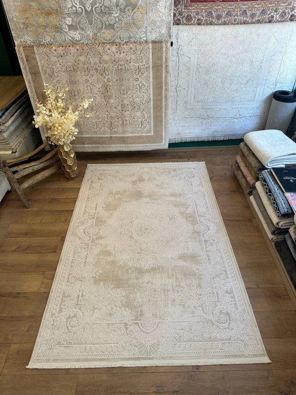 Destan Halı Eskitme Desenli Yumuşak Dokulu Viskon Salon Halısı NV02
