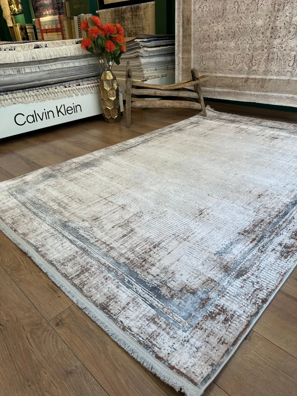 Destan Halı Eskitme Desenli Yumuşak Dokulu Viskon Salon Halısı NV03