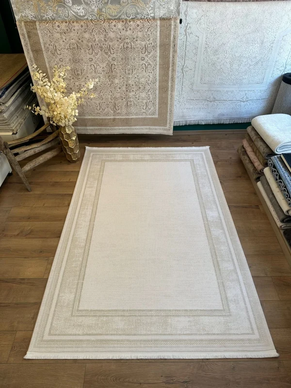 Destan Halı Eskitme Desenli Yumuşak Dokulu Viskon Salon Halısı NV04